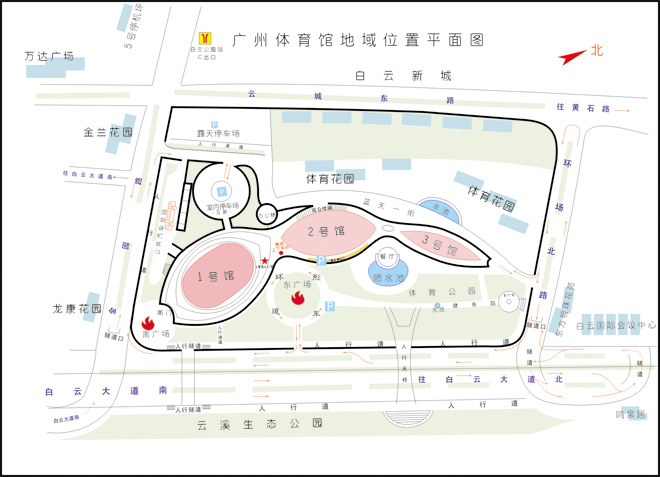 名称:            平面图 -广州体育馆地域位置平面图